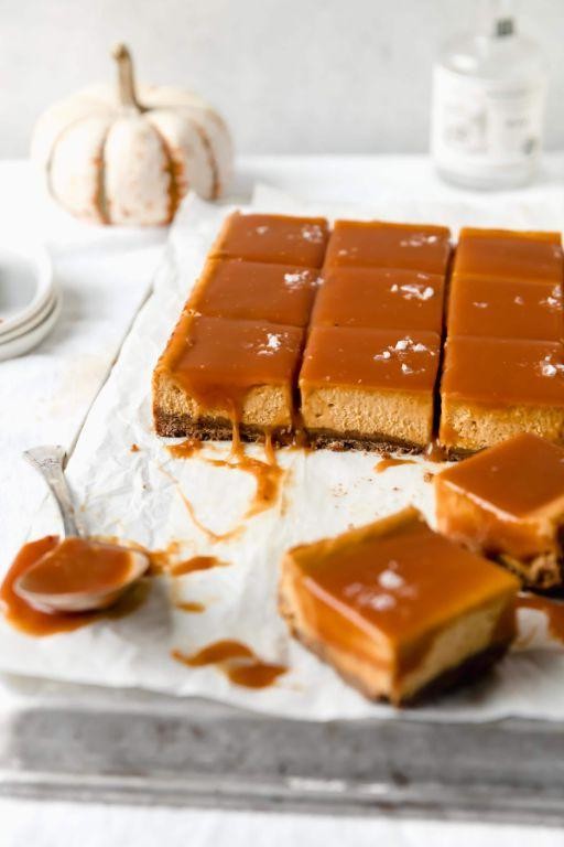 Caramel Pumpkin Cheesecake Squares