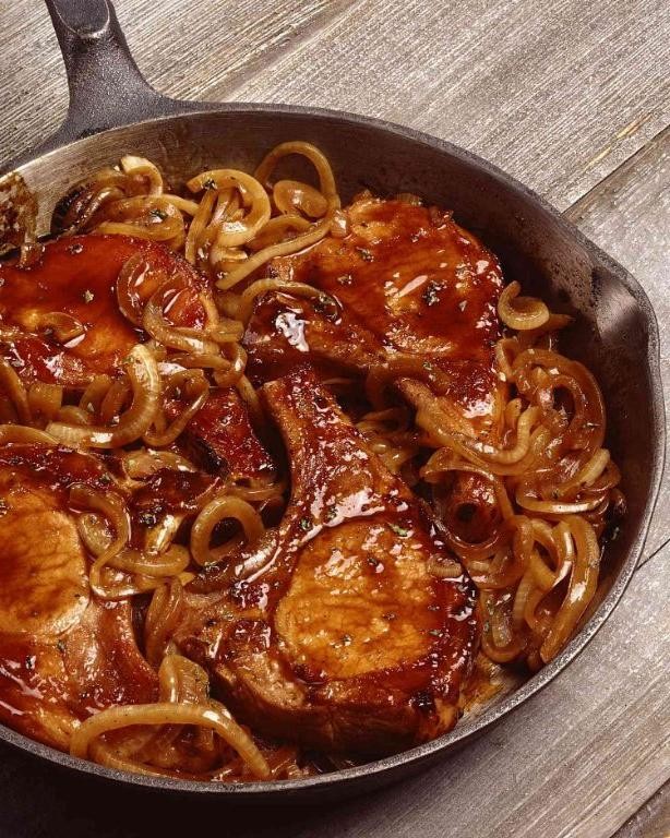 Caramelized Onion BBQ Pork Chops