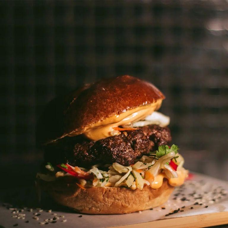 Caramelized Onion and Bleu Cheese Sirloin Burger