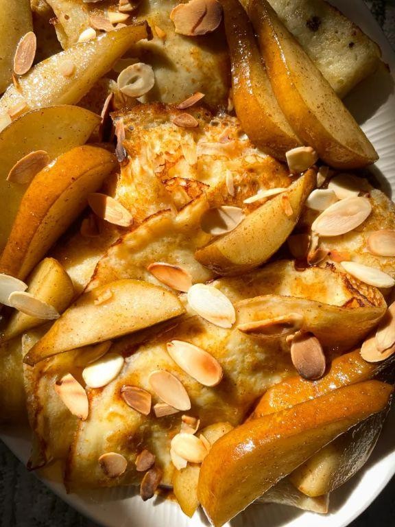 Caramelized Pear and Almond Crepes