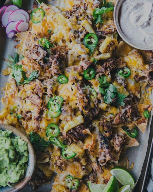 Carnitas and Pineapple Baked Nachos