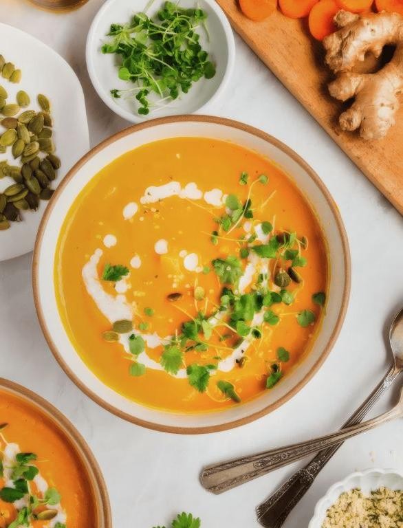 Carrot and Ginger Soup with Fresh Herbs