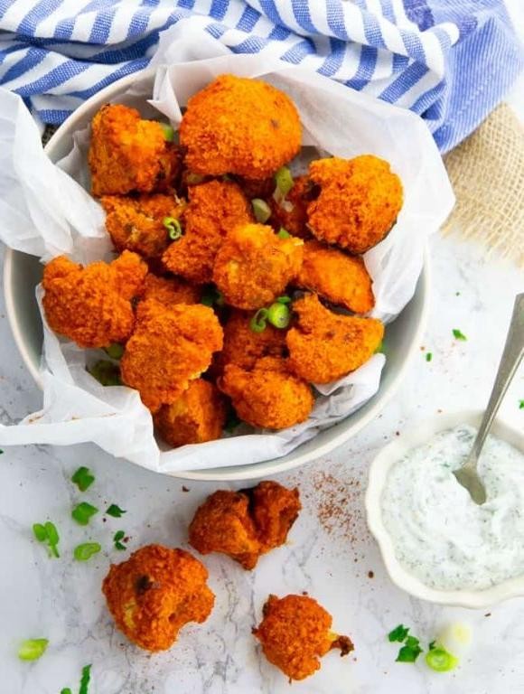 Cauliflower Buffalo Wings with Vegan Ranch