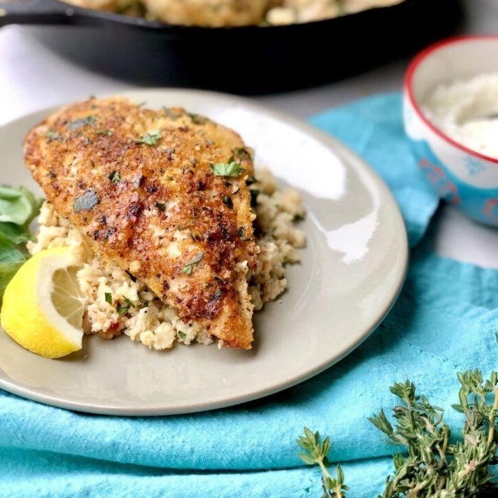 Cauliflower Rice and Herb Stuffed Chicken