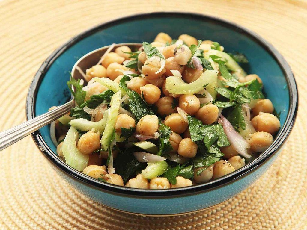 Celery Leaf and Chickpea Salad