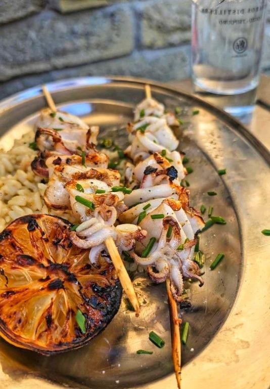 Charred Calamari Skewers with Chimichurri