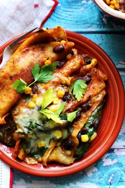 Charred Vegetable Enchiladas with Black Bean Sauce