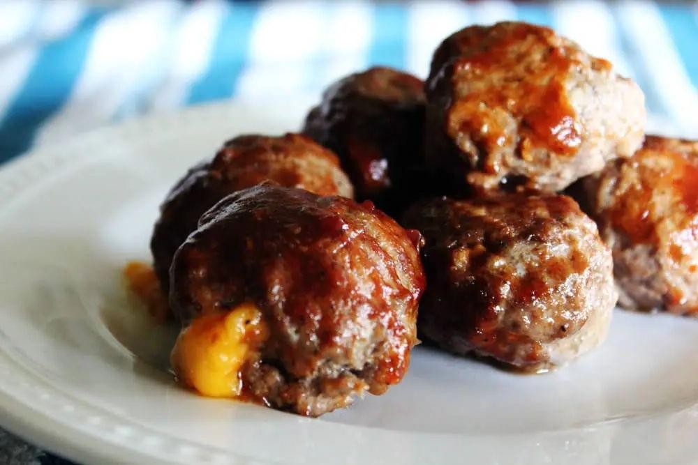 Cheddar Cheese Stuffed Meatballs