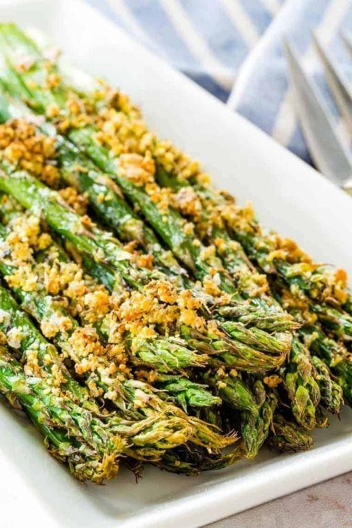 Cheddar Crusted Air Fryer Asparagus