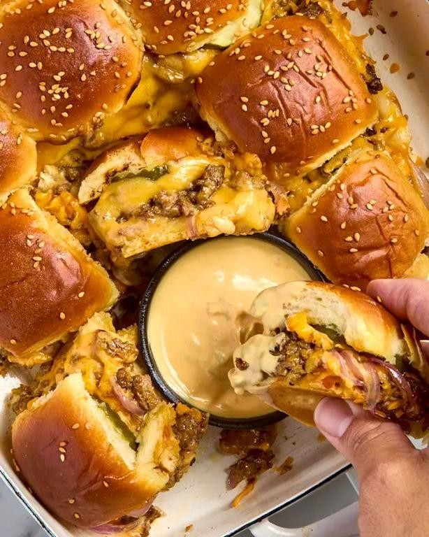 Cheese-Stuffed Ground Beef Sliders