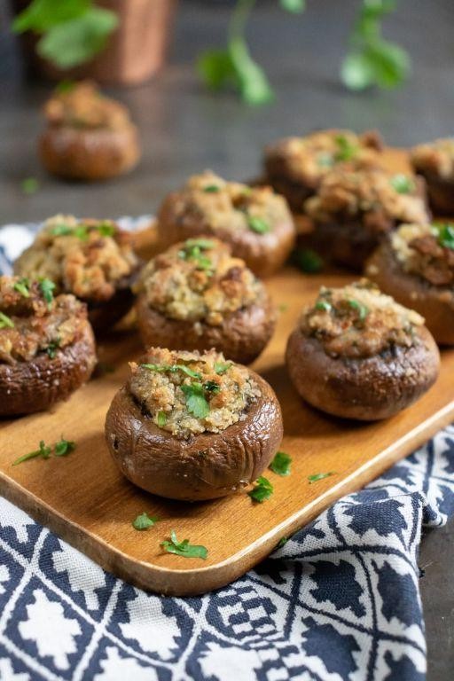 Cheese-Stuffed Mushrooms with Garlic Herb Topping