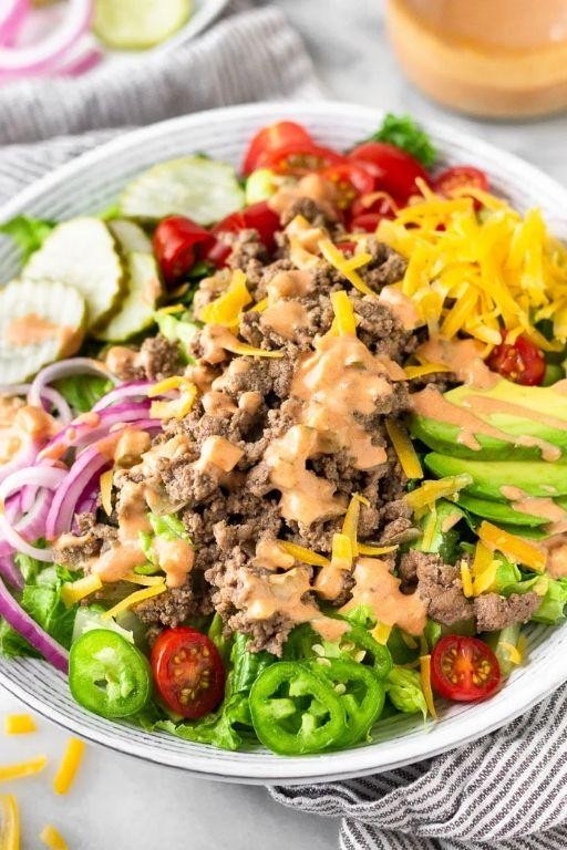 Cheeseburger Salad with Ground Beef