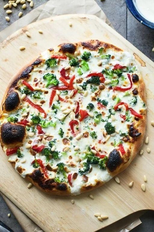 Cheesy Broccoli and Bell Pepper Pizza