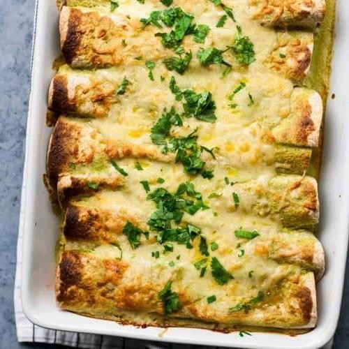 Cheesy Broccoli and Chicken Green Enchiladas
