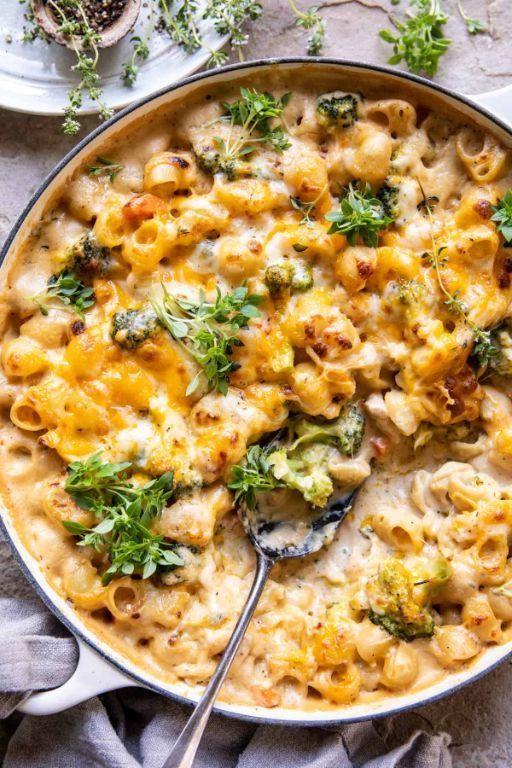 Cheesy Chicken Noodle Hotdish with Broccoli