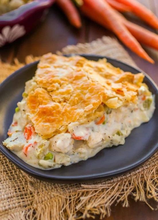 Cheesy Cream of Chicken Chicken Pot Pie