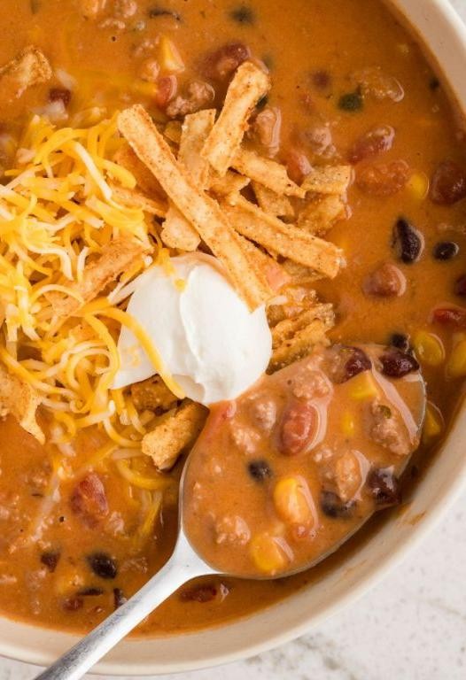 Cheesy Creamy Turkey Taco Soup