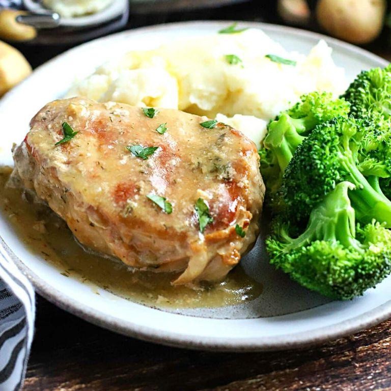 Cheesy Crockpot Ranch Pork Chops with Broccoli
