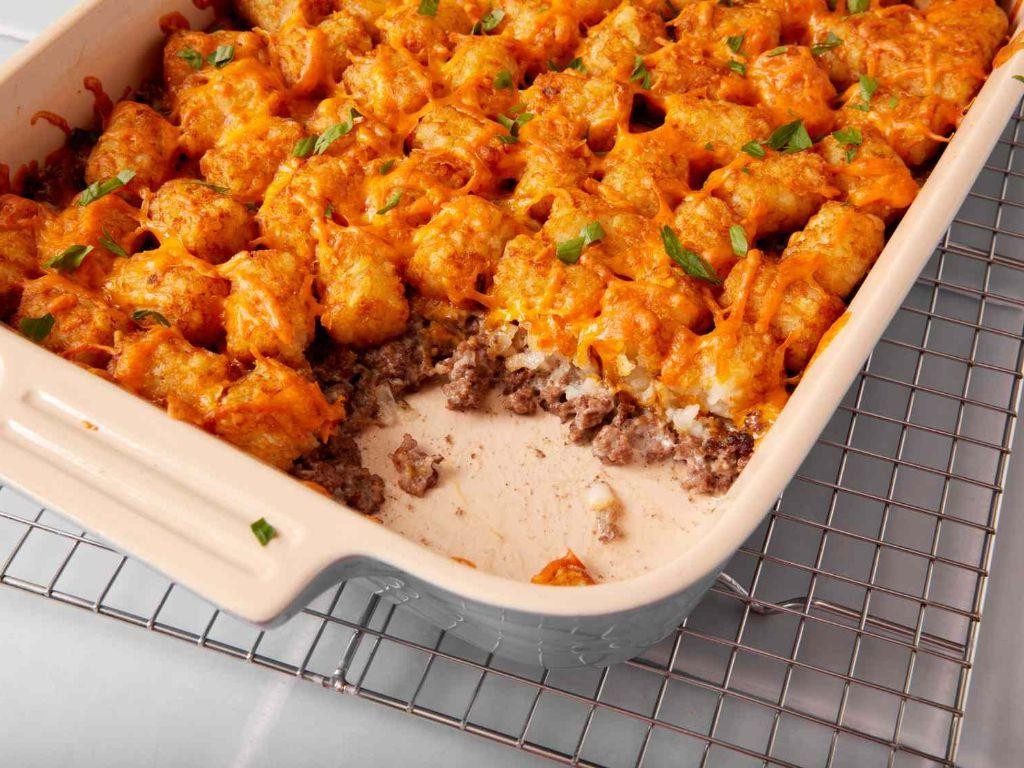 Cheesy Ground Beef Tater Tot Casserole