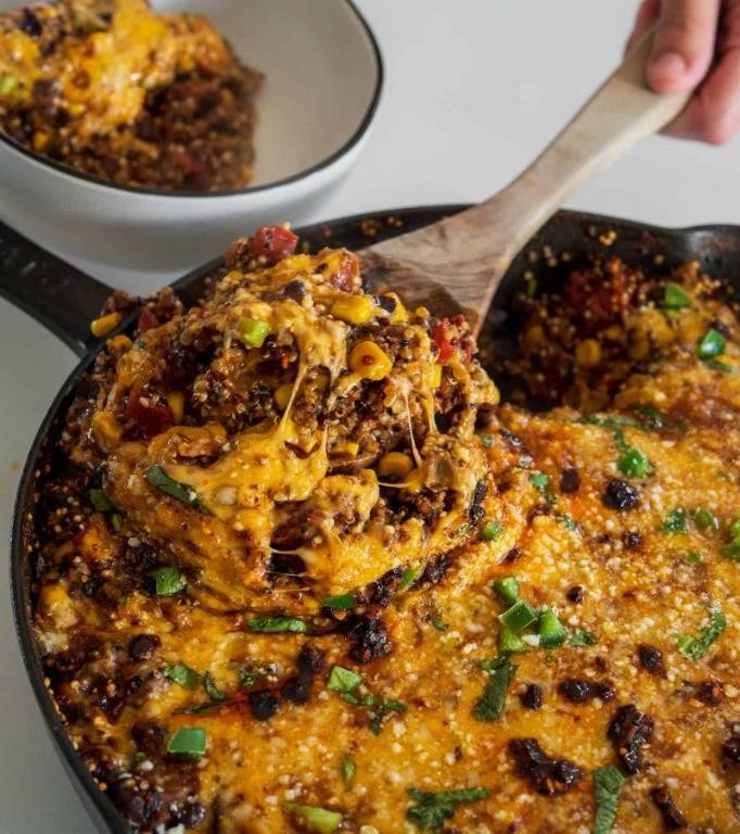 Cheesy Ground Beef and Quinoa Skillet