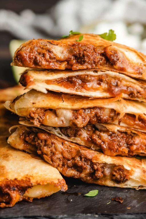 Cheesy Ground Beef and Shrimp Quesadillas