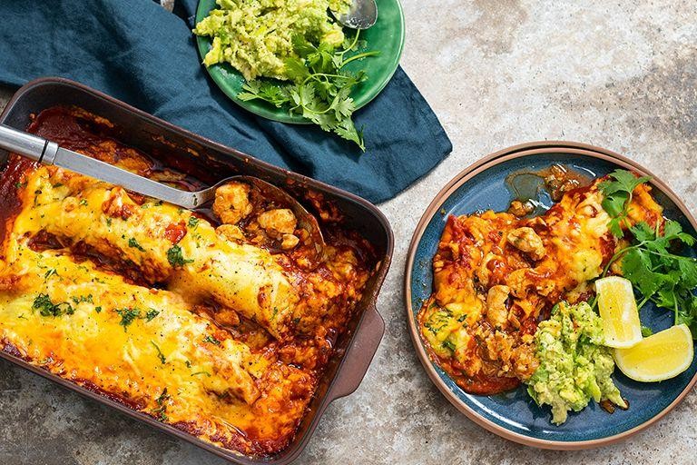 Cheesy Guacamole Enchiladas