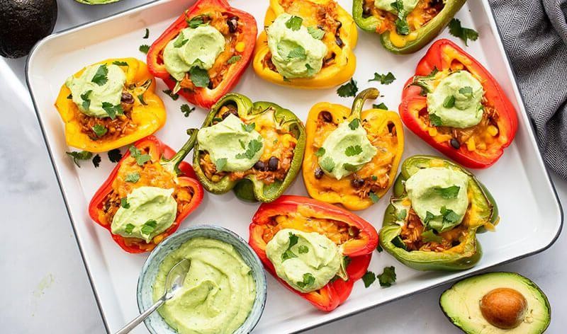 Cheesy Guacamole Stuffed Peppers