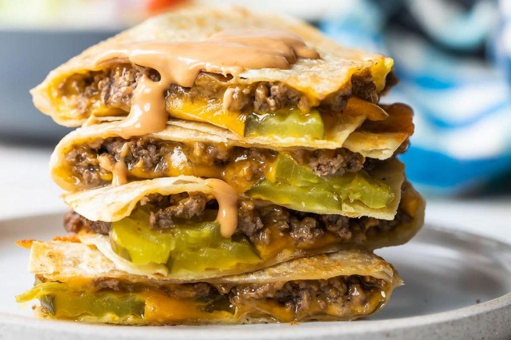 Cheesy Hamburger Quesadillas