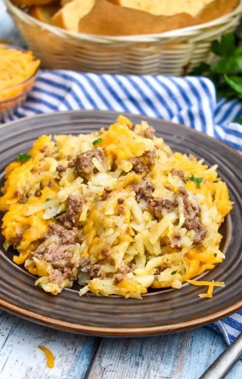 Cheesy Hash Brown and Beef Casserole