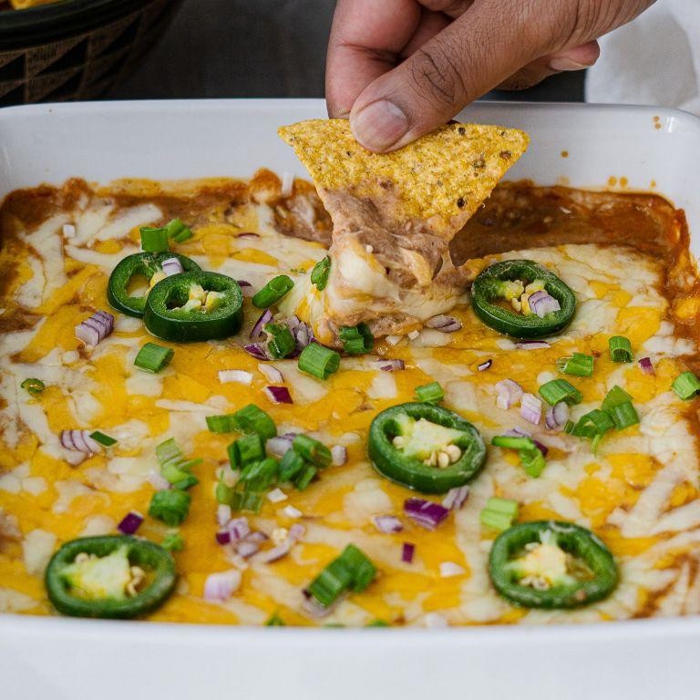 Cheesy Jalapeño Refried Bean Dip