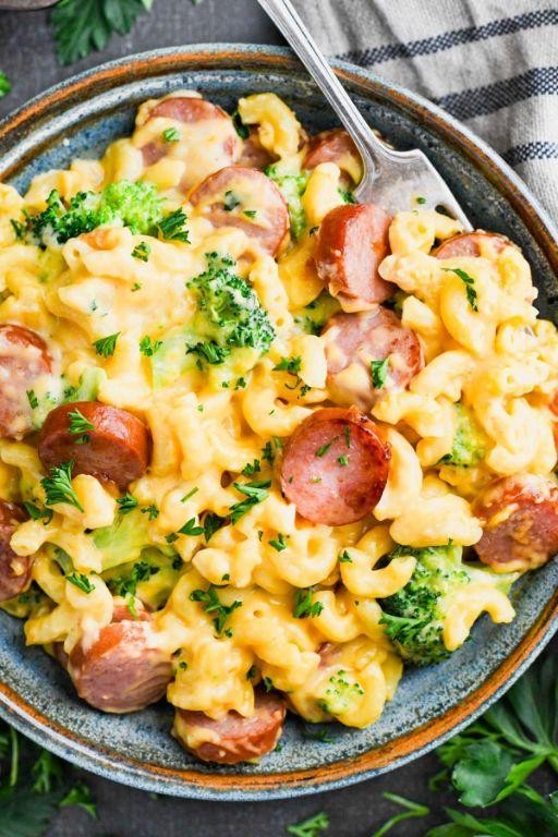 Cheesy Macaroni with Polish Sausage