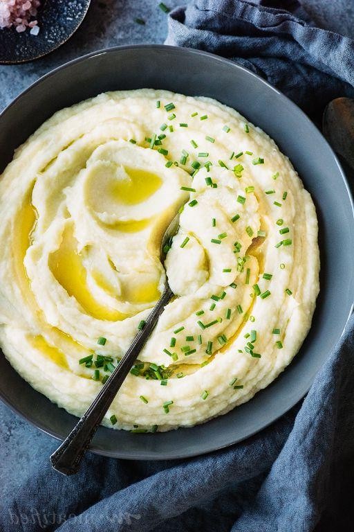 Cheesy Mashed Parsnips with Chives