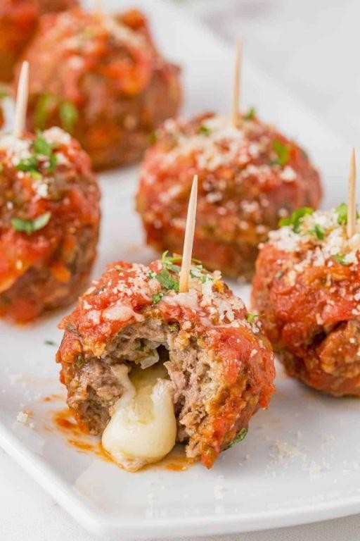 Cheesy Mozzarella Stuffed Meatballs
