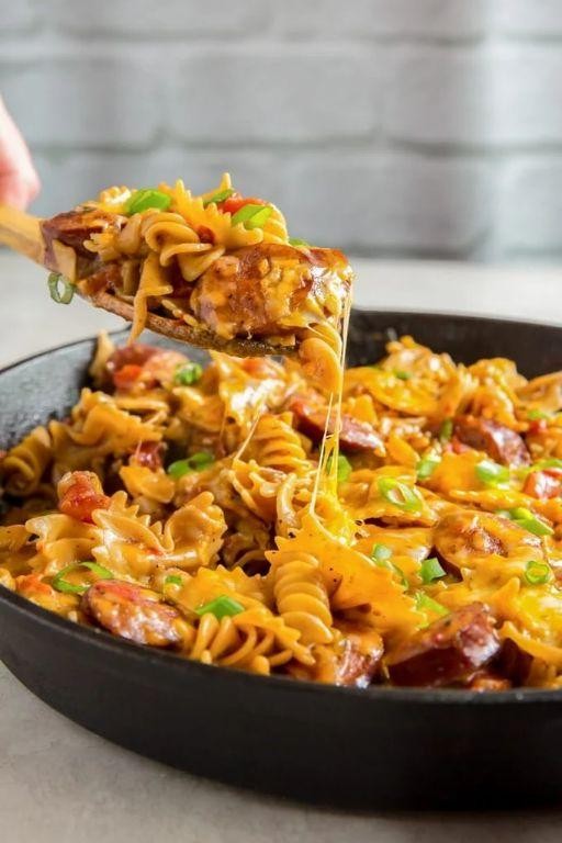 Cheesy Polish Sausage Pasta Bake