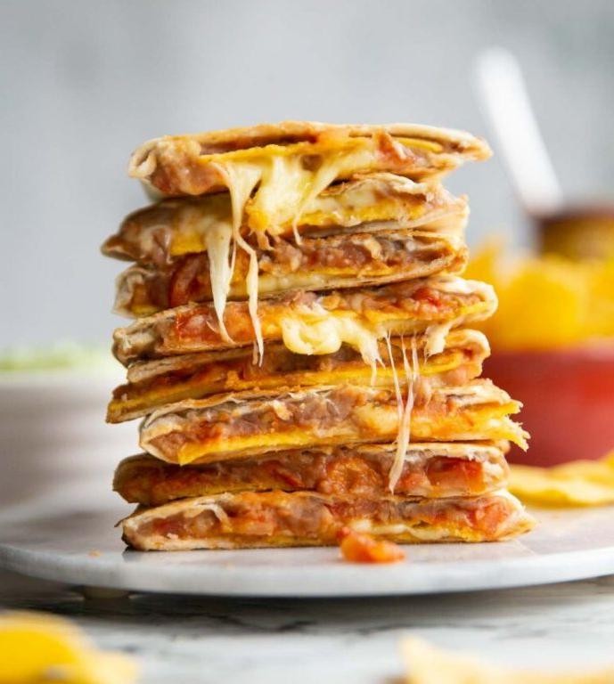 Cheesy Refried Black Bean Quesadillas