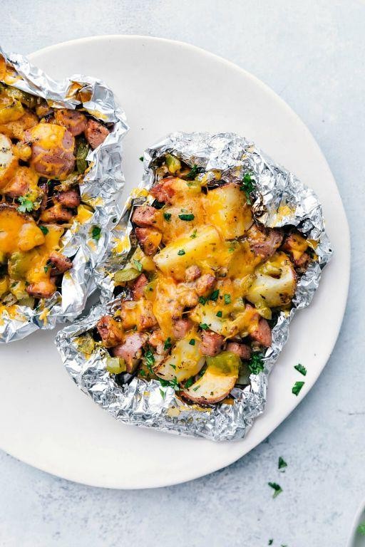 Cheesy Sausage and Potato Foil Packs