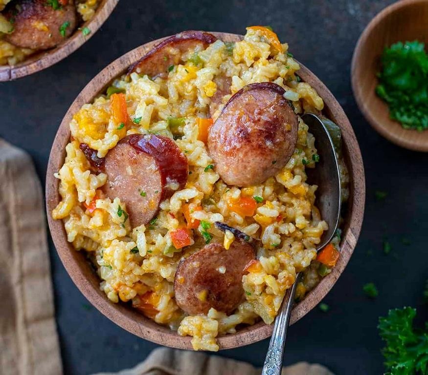 Cheesy Sausage and Rice Casserole