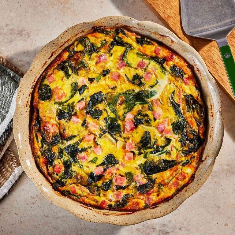 Cheesy Spinach and Ham Quiche