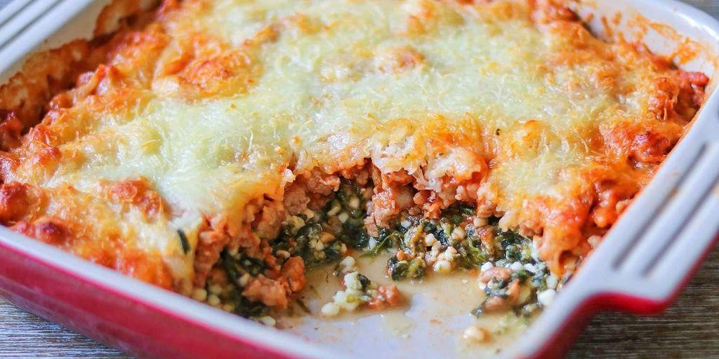 Cheesy Spinach and Sausage Bake