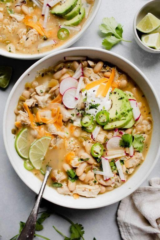 Cheesy White Chicken Chili with Monterey Jack