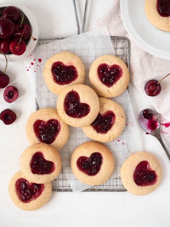 Cherry Jam Thumbprint Cookies