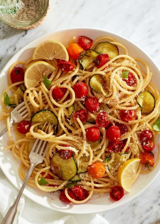 Cherry Tomato and Zucchini Pasta Bake