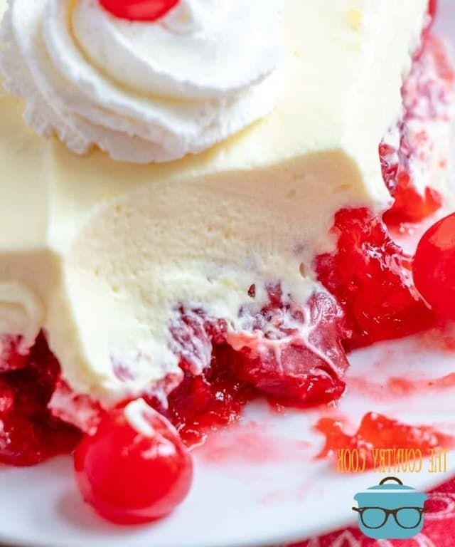 Cherry Vanilla Jello with Whipped Cream Swirls