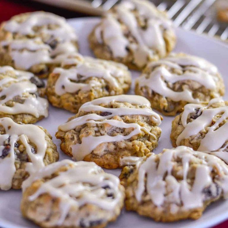 Chewy Oatmeal Cookies with Maple Glaze