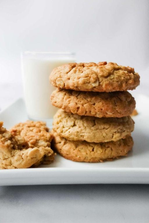 Chewy Peanut Butter Oatmeal Cookies with Walnuts