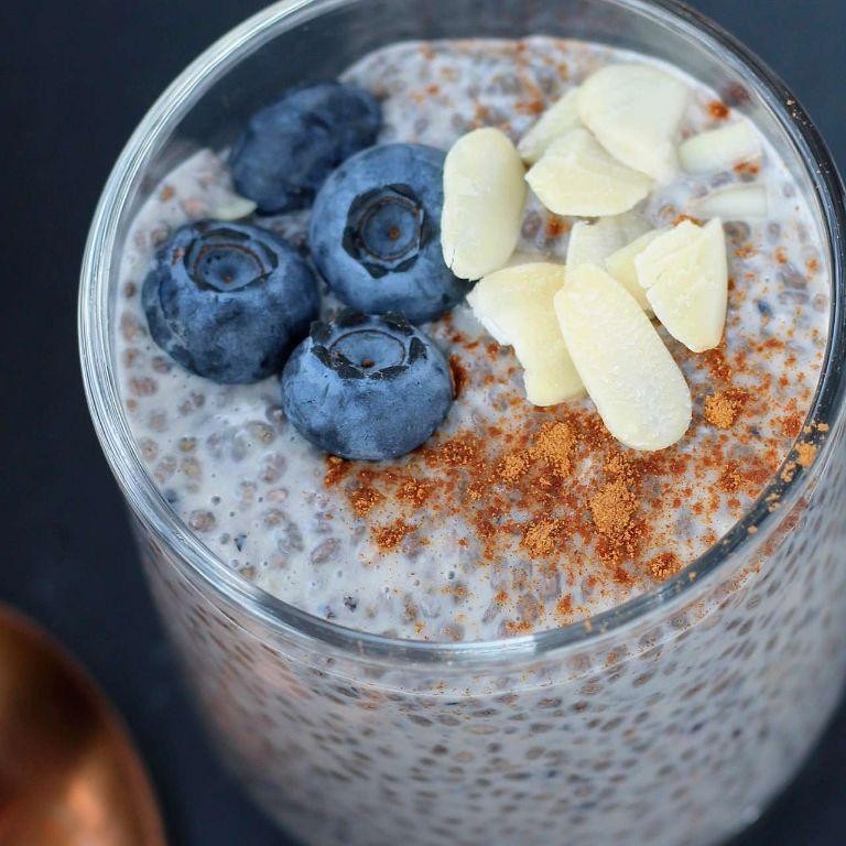 Chia Seed Pudding with Almond Milk and Berries