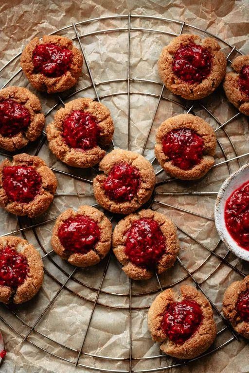Chia Seed Thumbprint Cookies with Raspberry Jam