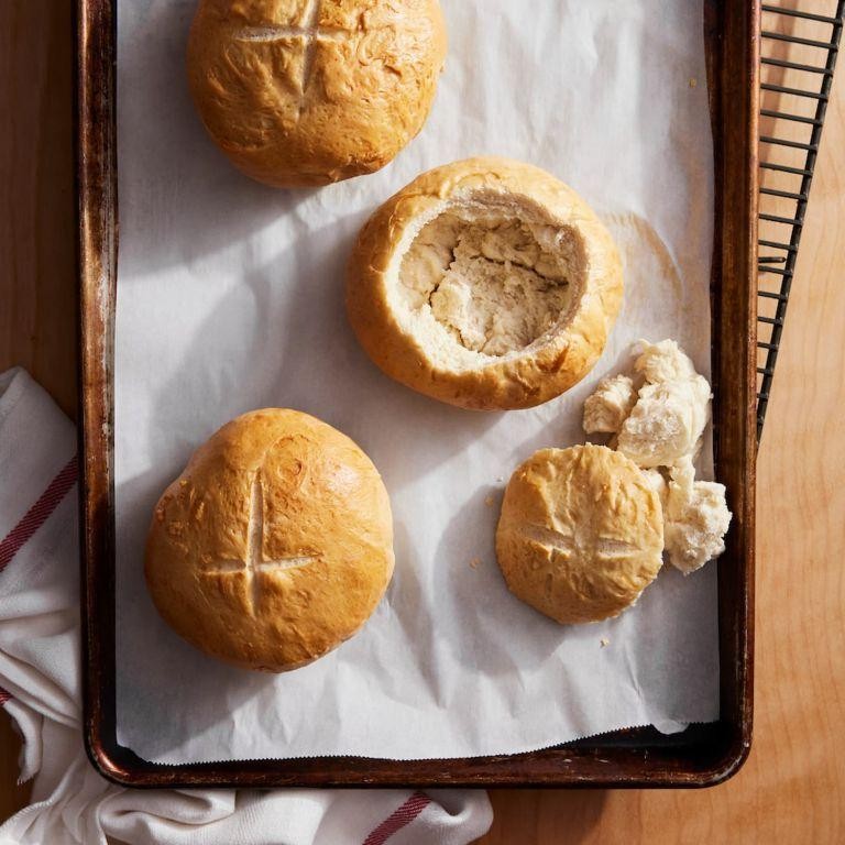 Chicken Alfredo Pasta Bread Bowl