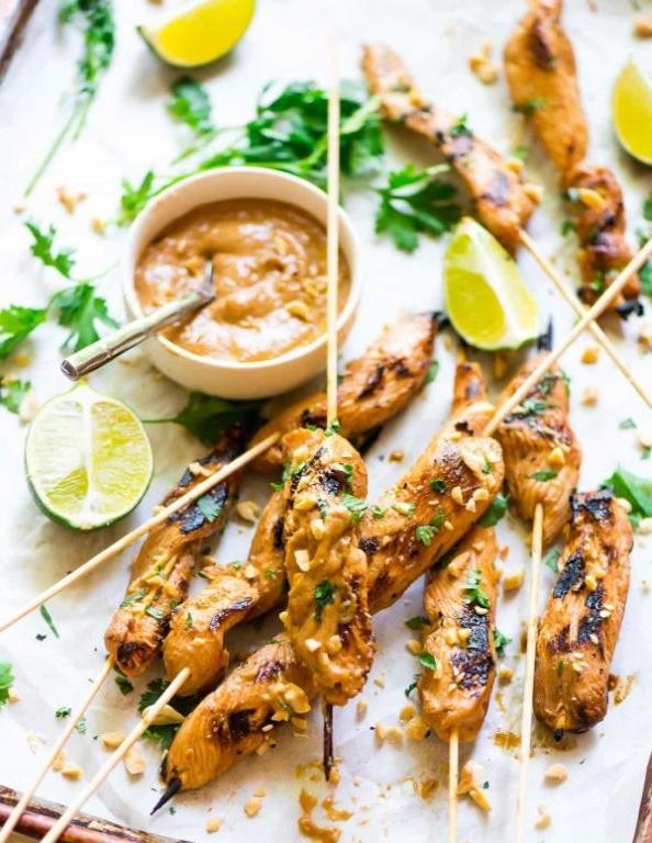 Chicken Breast Skewers with Peanut Satay Sauce