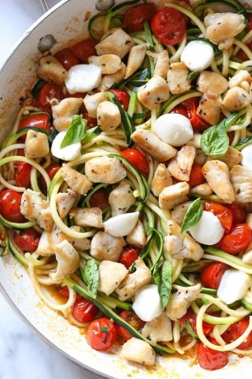 Chicken Caprese with Zucchini Spiral Noodles
